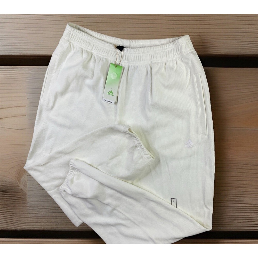 Adidas Joggers Boyfriend Rib Pants Sweatpants Off White Sports Women Sz L NWT